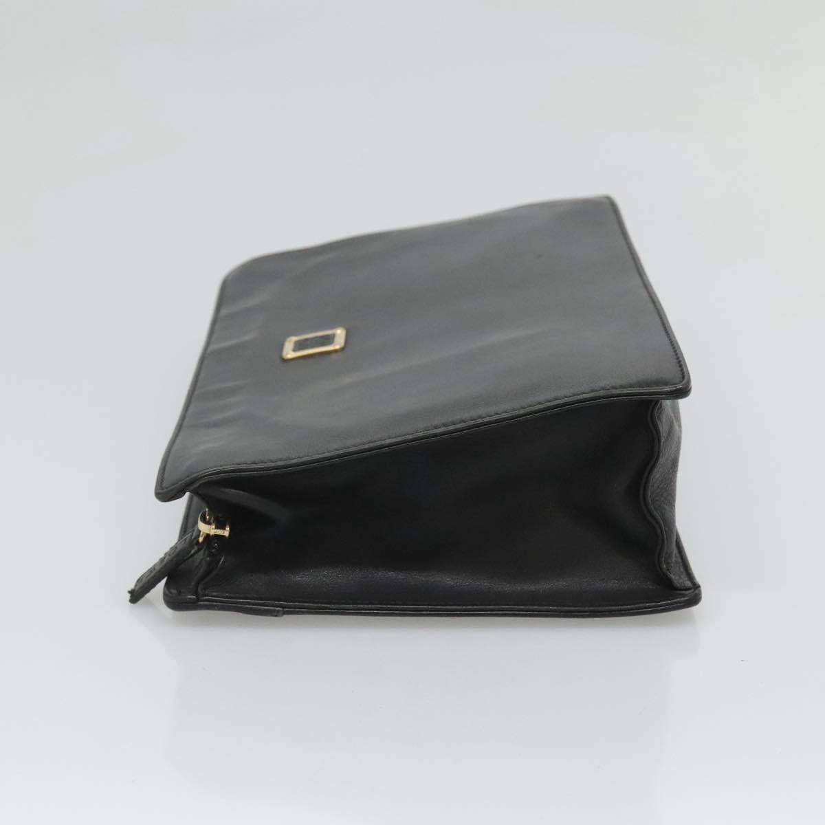 LOEWE Anagram Clutch Bag Leather Black Gold Auth 124098
