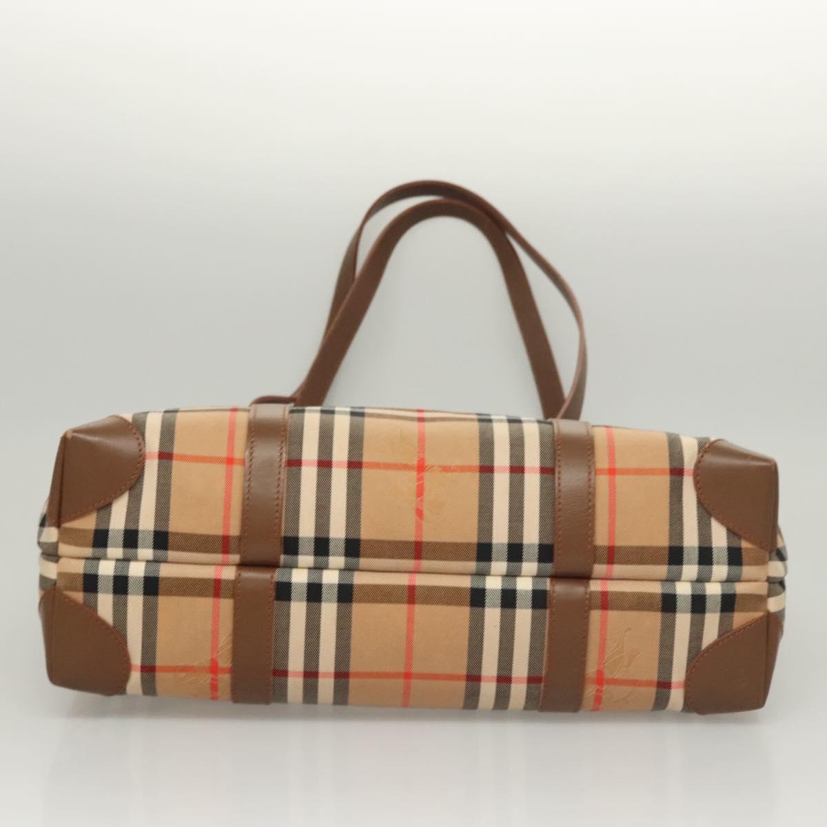 BURBERRY Nova Check Tote Bag Canvas Beige Auth 124112
