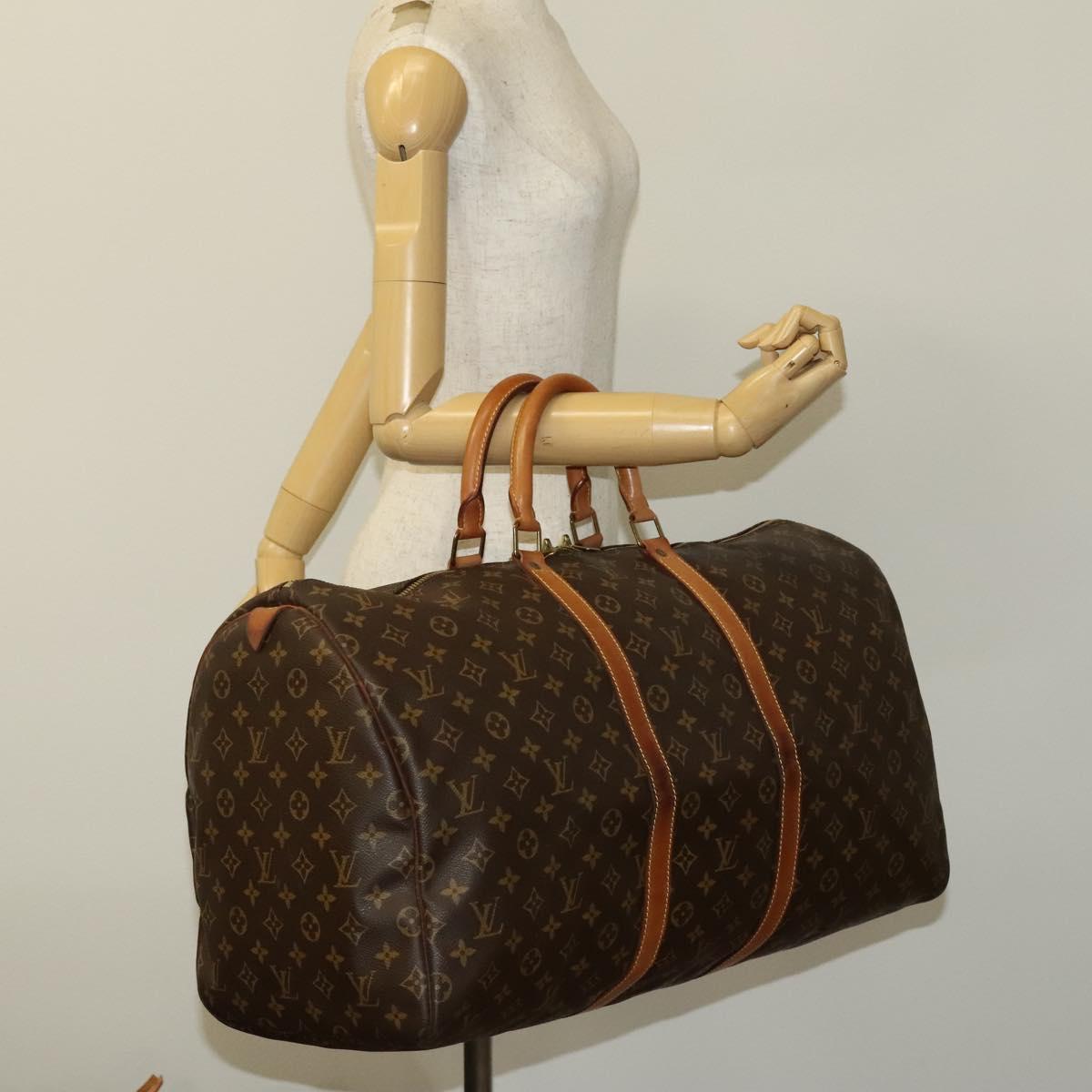 LOUIS VUITTON Monogram Keepall 55 Boston Bag M41424 LV Auth 124121