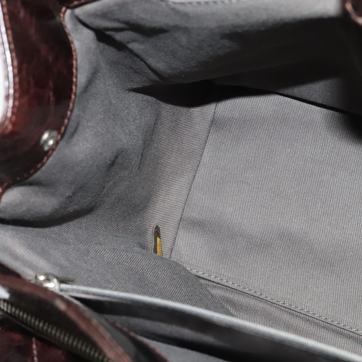 CHANEL Matelasse COCO Mark Hand Bag Patent leather Dark Brown CC Auth 124127