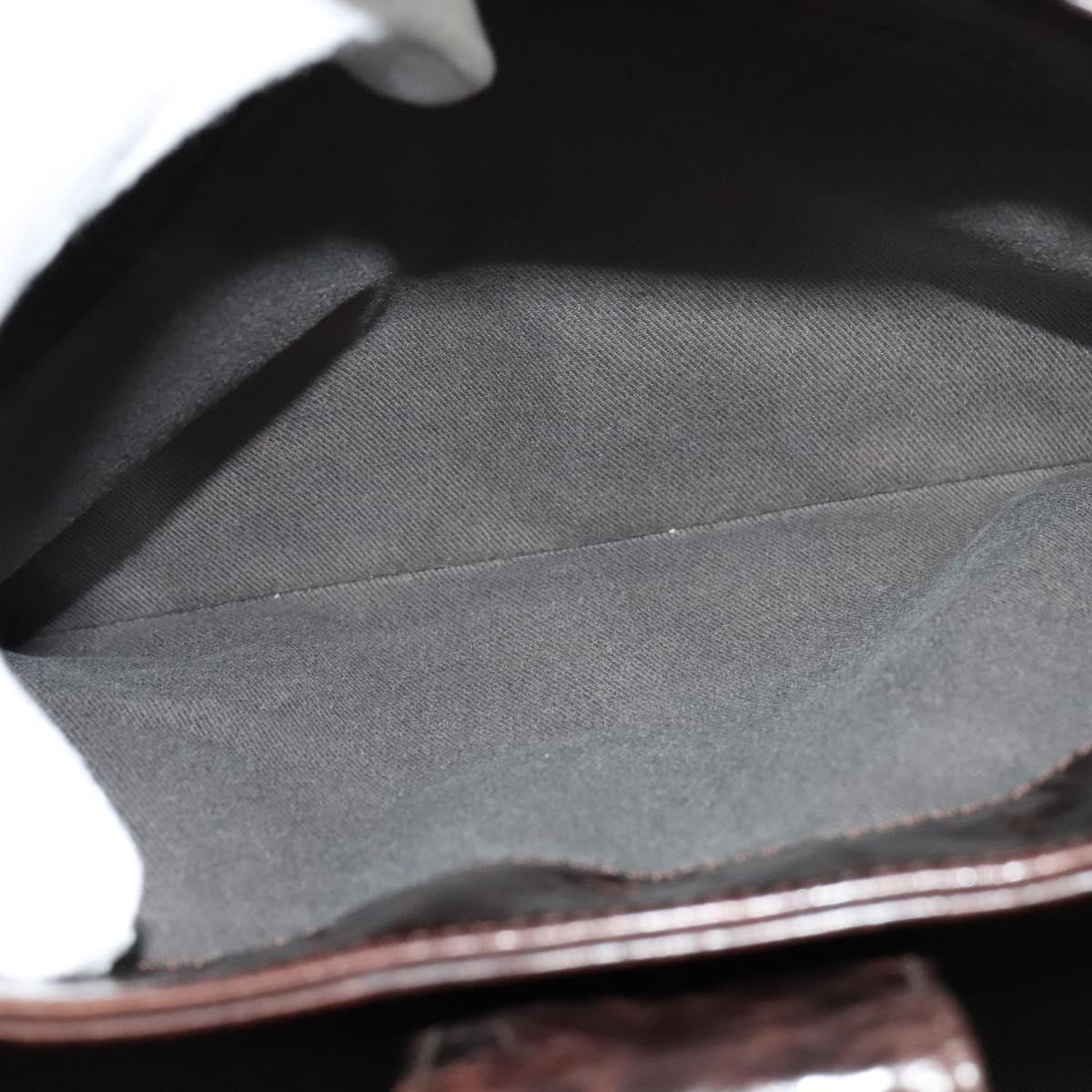 CHANEL Matelasse COCO Mark Hand Bag Patent leather Dark Brown CC Auth 124127