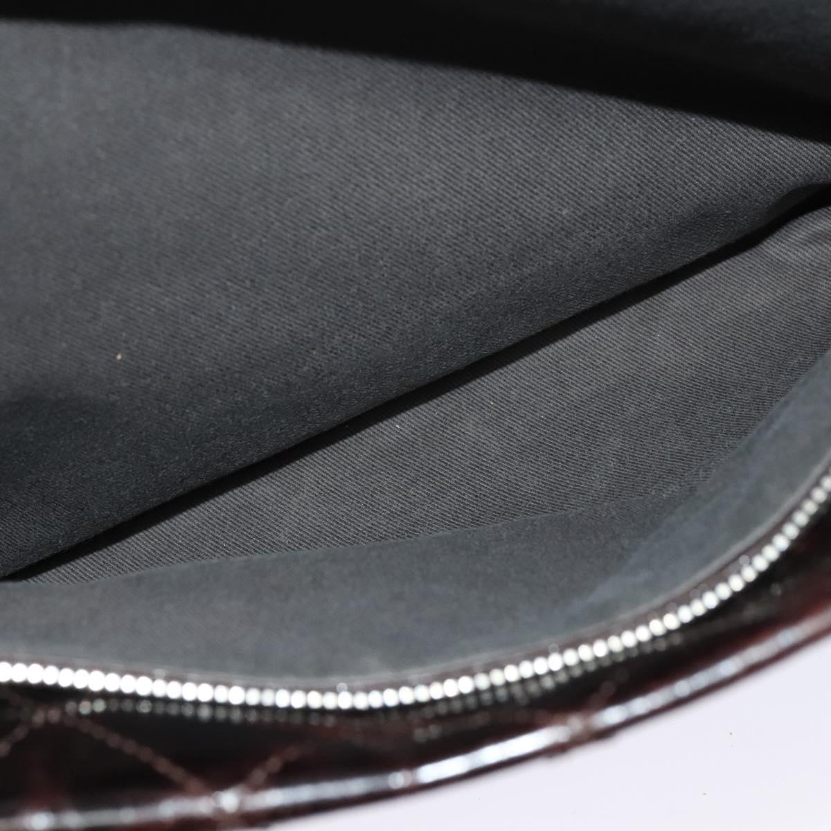 CHANEL Matelasse COCO Mark Hand Bag Patent leather Dark Brown CC Auth 124127