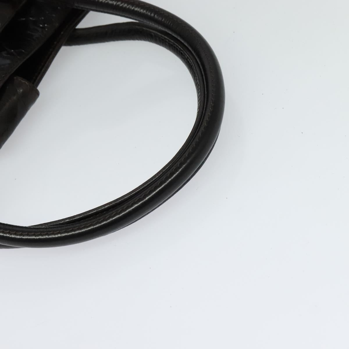 CHANEL Matelasse COCO Mark Hand Bag Patent leather Dark Brown CC Auth 124127