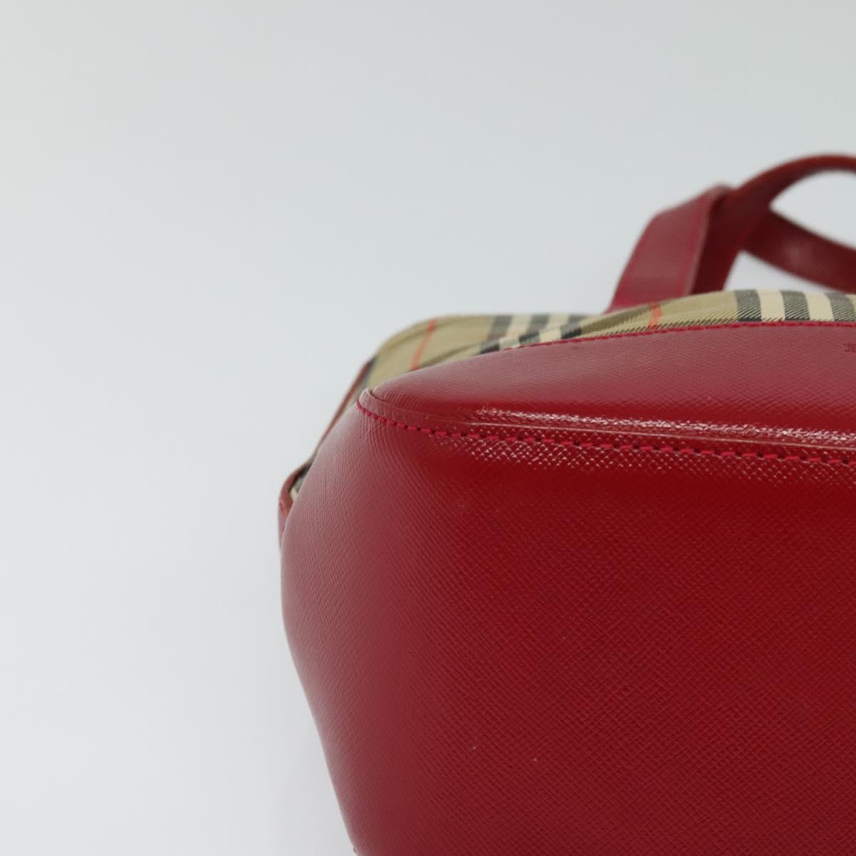 BURBERRY Nova Check Hand Bag Canvas Beige Gold Auth 124154