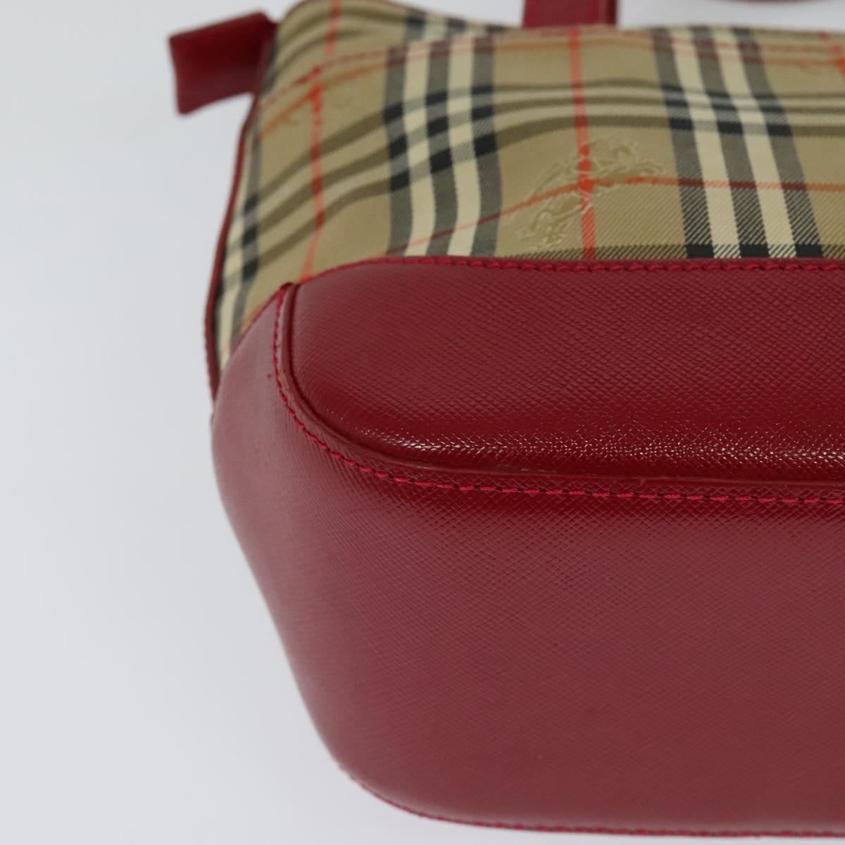 BURBERRY Nova Check Hand Bag Canvas Beige Gold Auth 124154