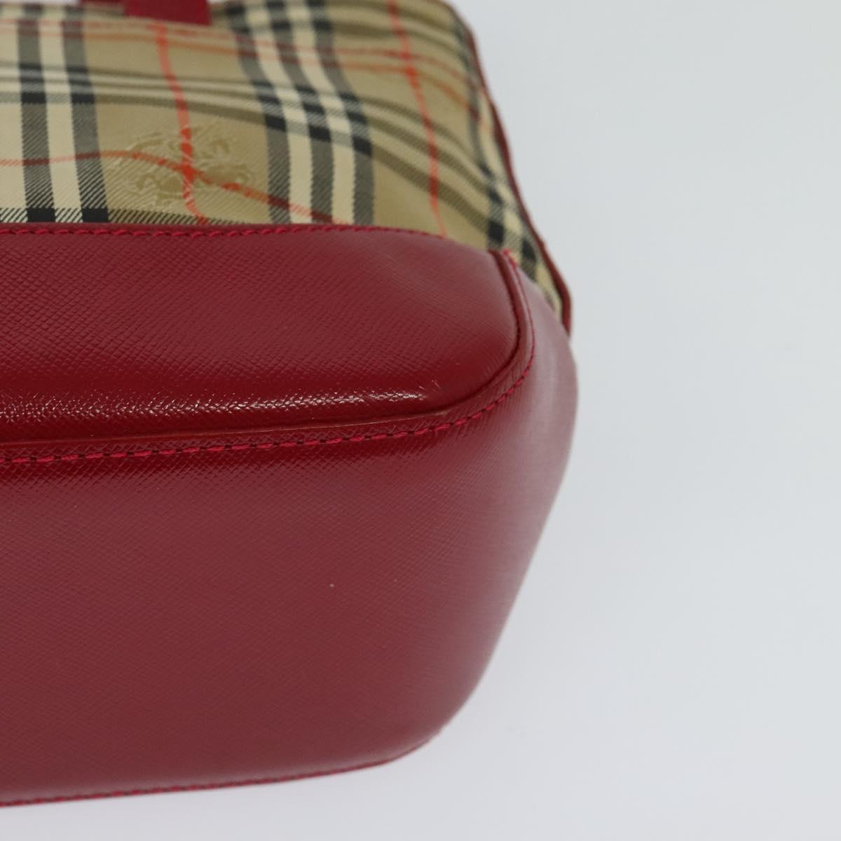 BURBERRY Nova Check Hand Bag Canvas Beige Gold Auth 124154