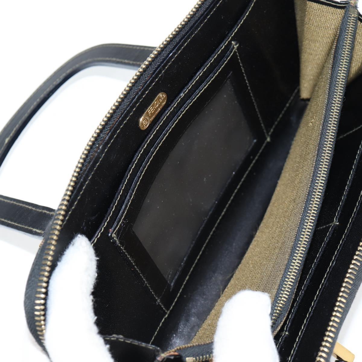 FENDI Zucca Canvas Hand Wallet Black Brown gold Auth 124173V