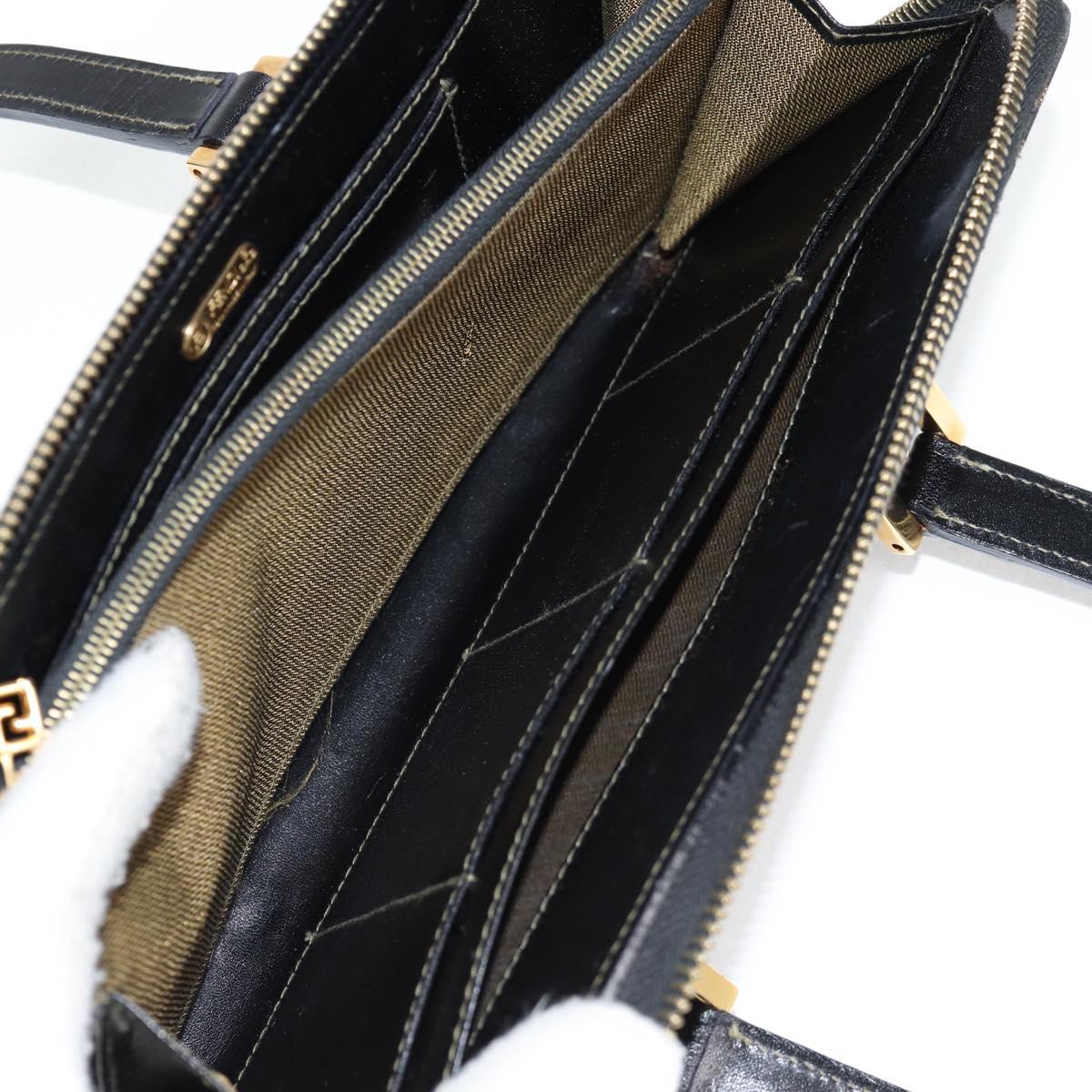 FENDI Zucca Canvas Hand Wallet Black Brown gold Auth 124173V