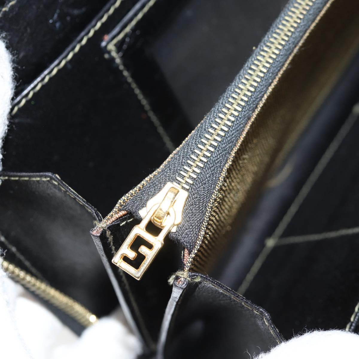FENDI Zucca Canvas Hand Wallet Black Brown gold Auth 124173V