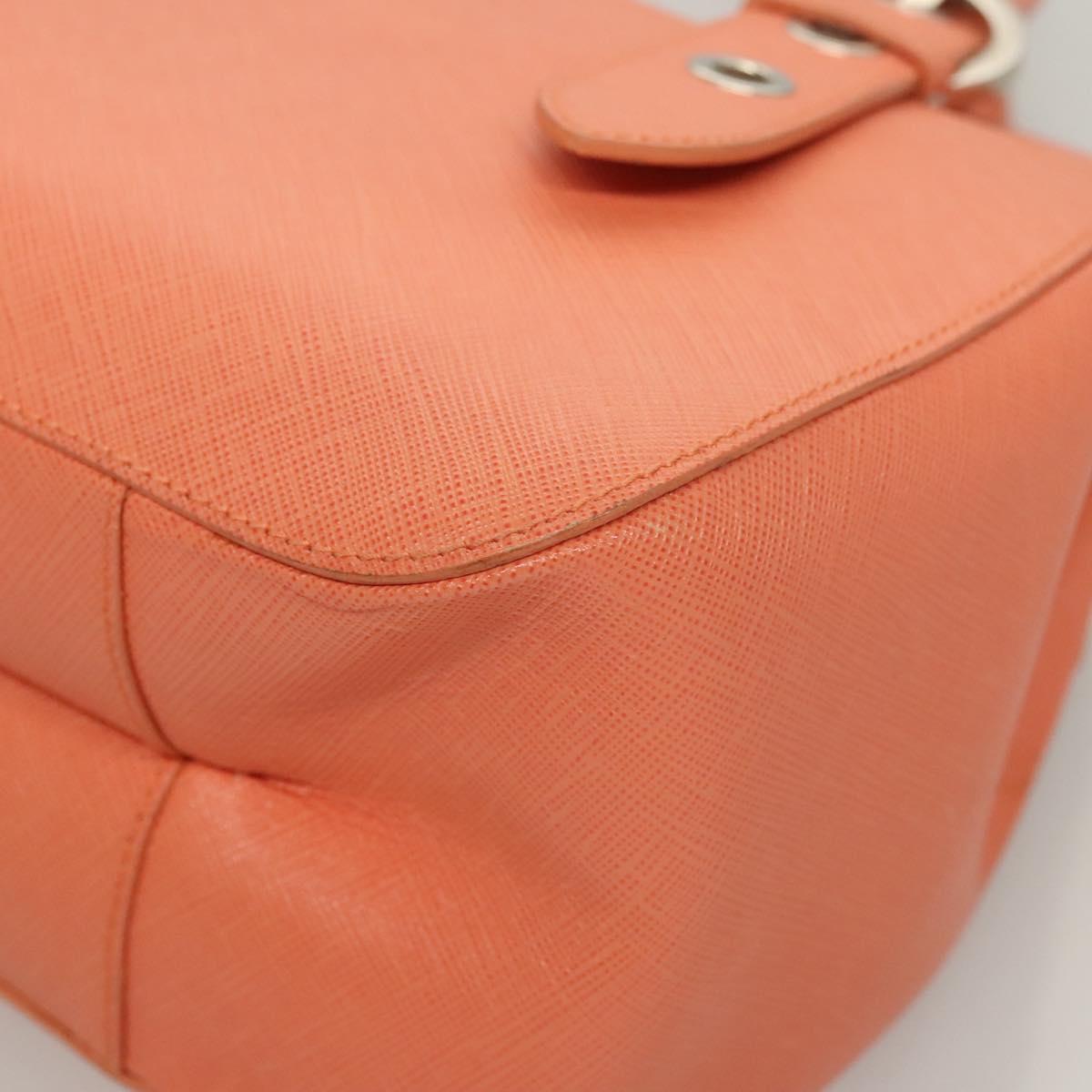 Salvatore Ferragamo Gancini Hand Bag Leather Silver Salmon Pink Auth 124200