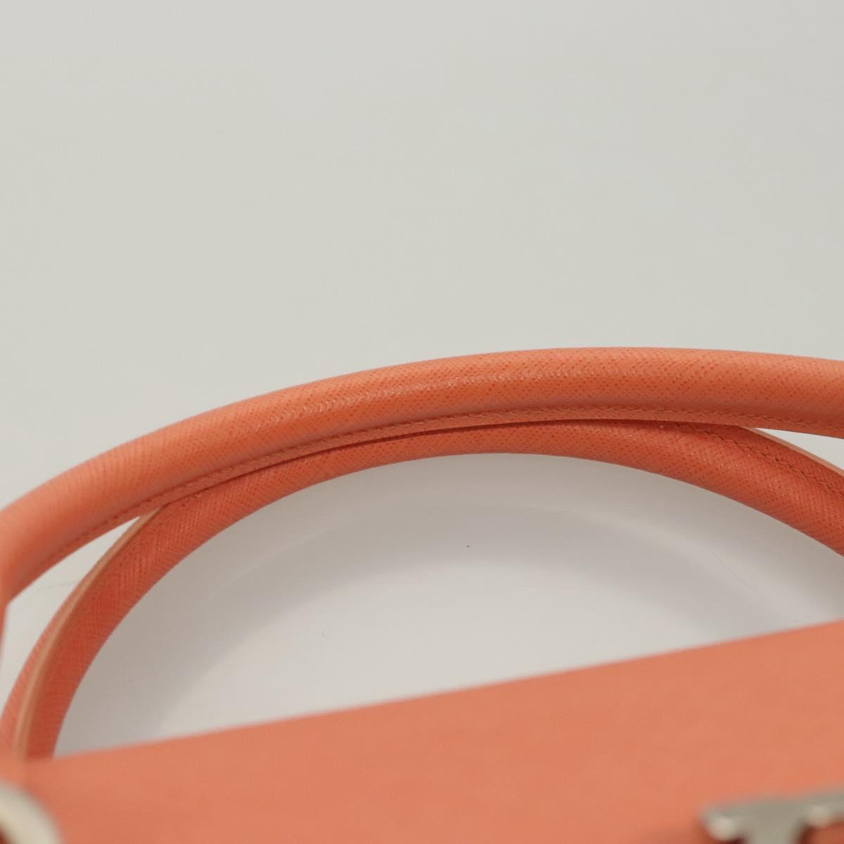 Salvatore Ferragamo Gancini Hand Bag Leather Silver Salmon Pink Auth 124200