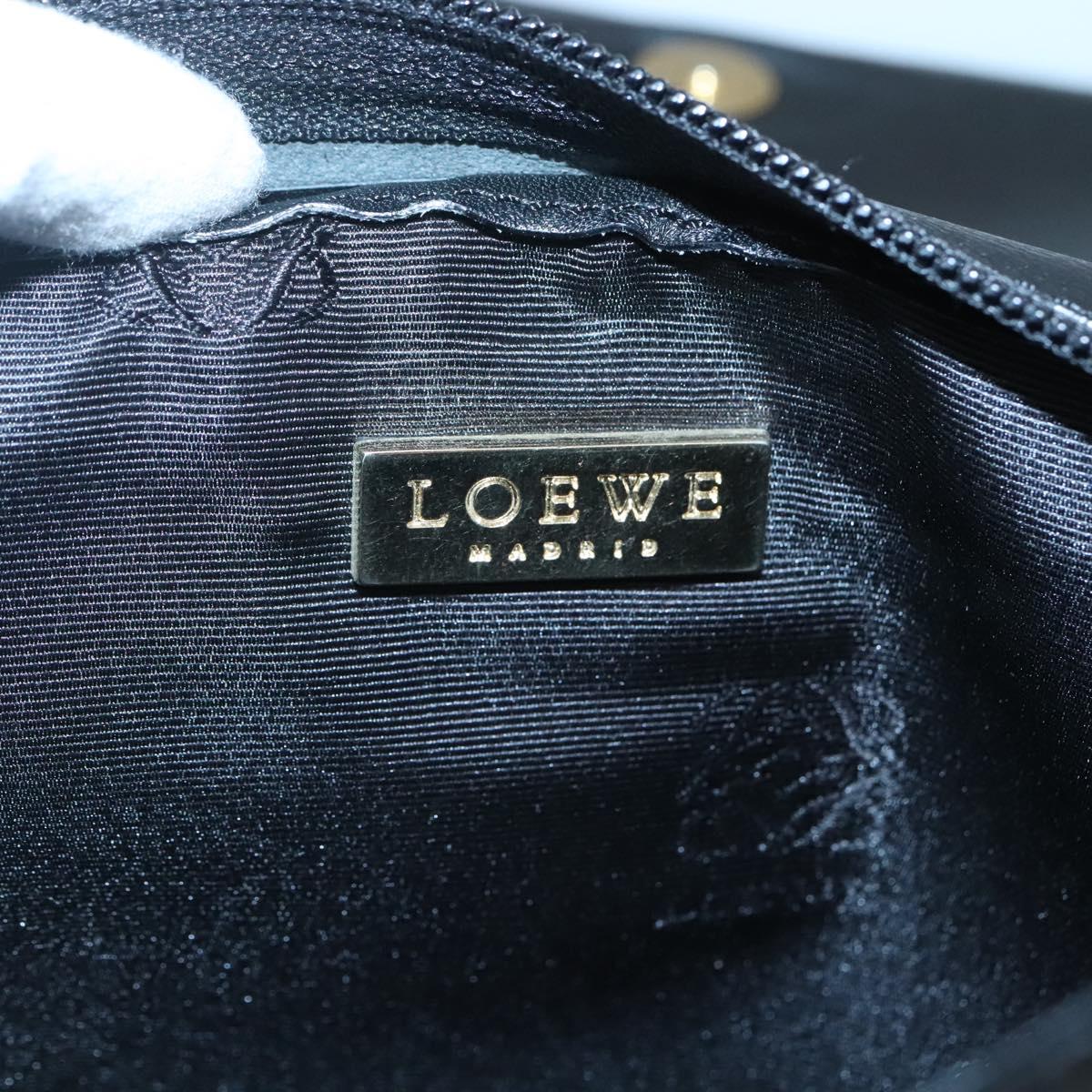 LOEWE Anagram Clutch Bag Leather Black Gold Auth 124222