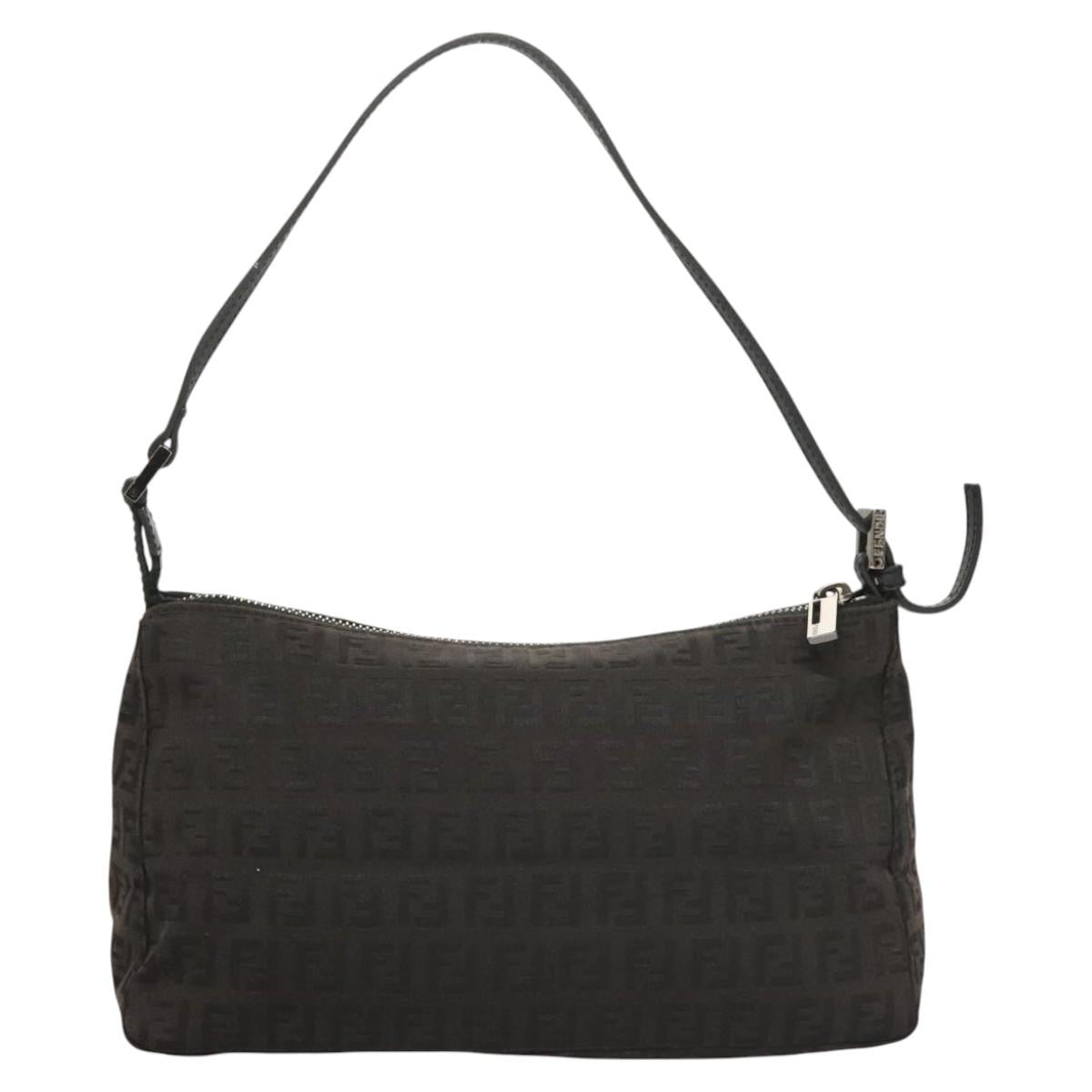 FENDI Zucchino Canvas Hand Bag Black Auth 124223