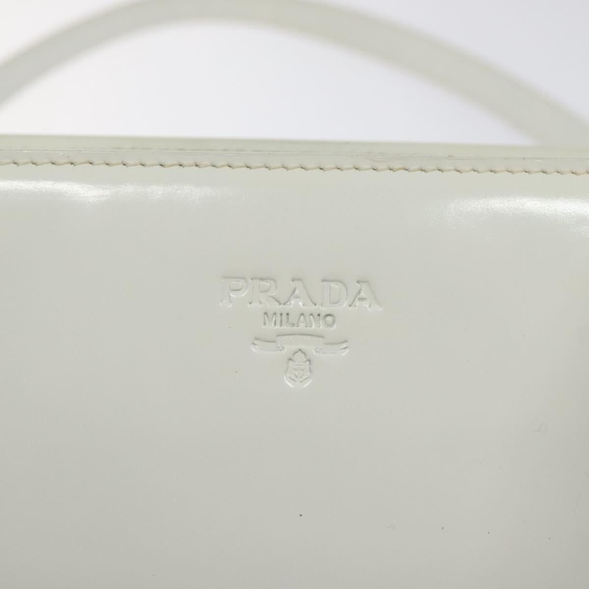 PRADA Shoulder Bag Patent leather White Auth 124227