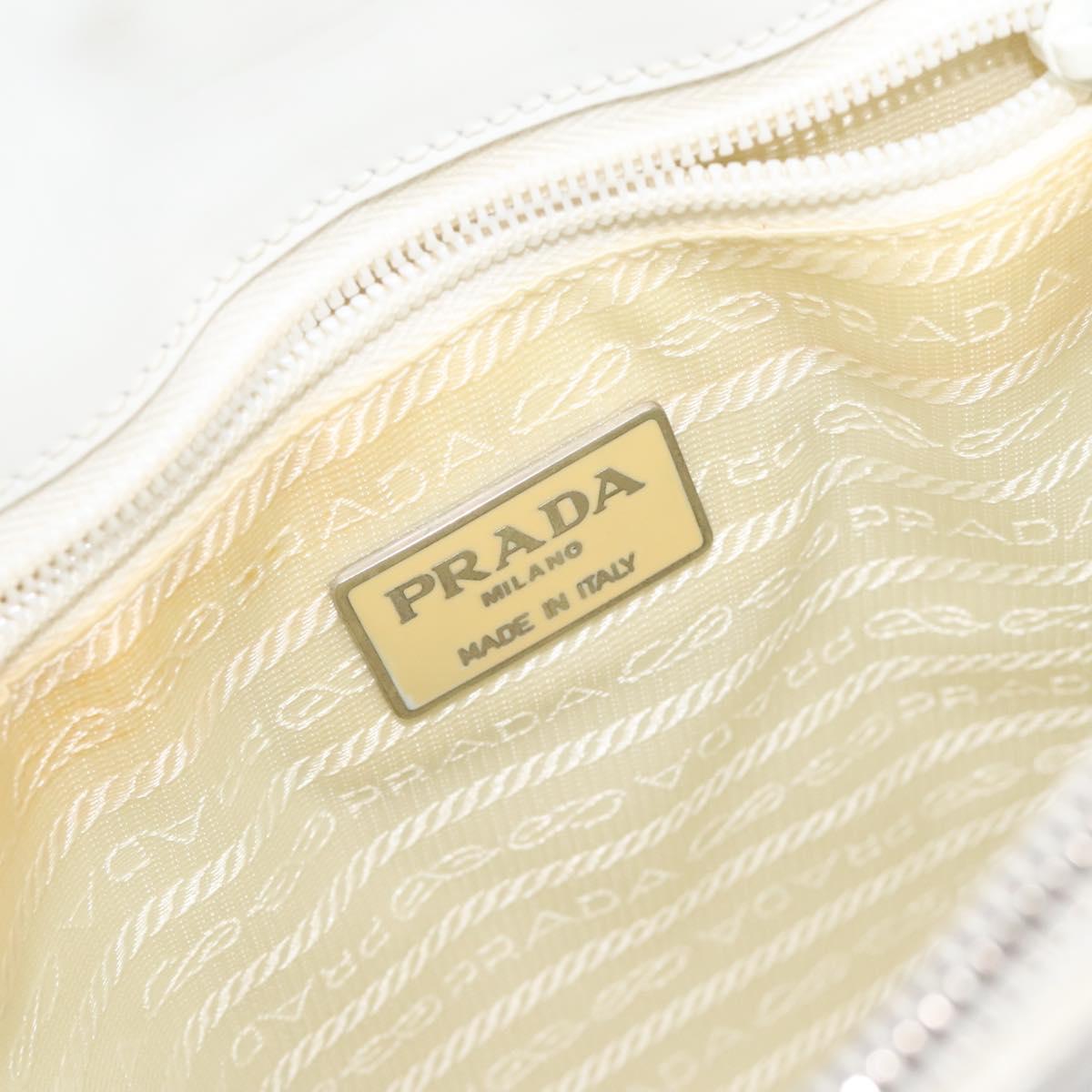 PRADA Shoulder Bag Patent leather White Auth 124227