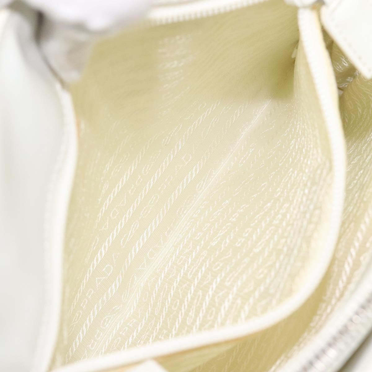 PRADA Shoulder Bag Patent leather White Auth 124227