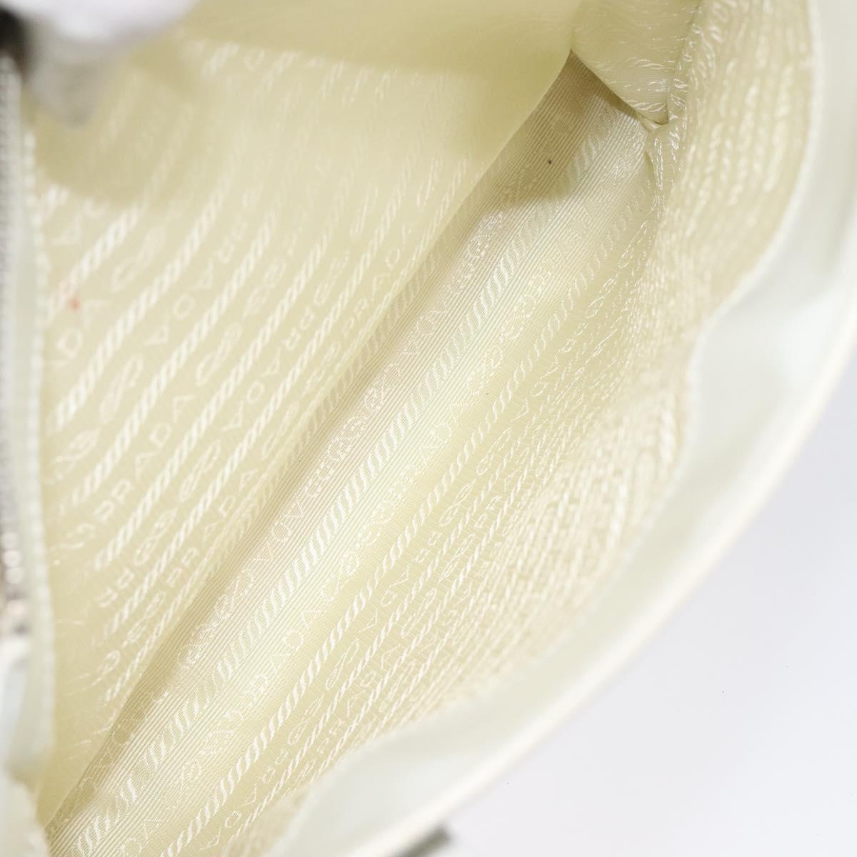 PRADA Shoulder Bag Patent leather White Auth 124227