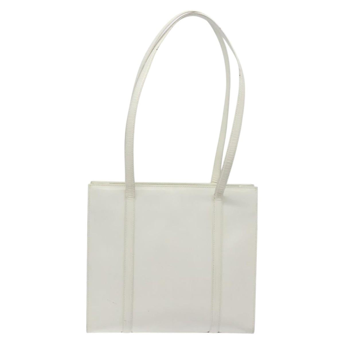 PRADA Shoulder Bag Patent leather White Auth 124227
