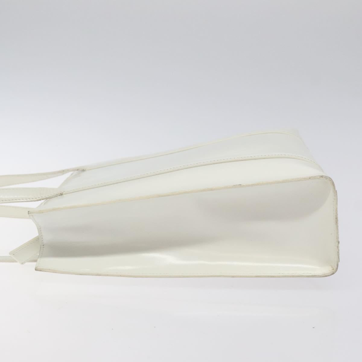 PRADA Shoulder Bag Patent leather White Auth 124227