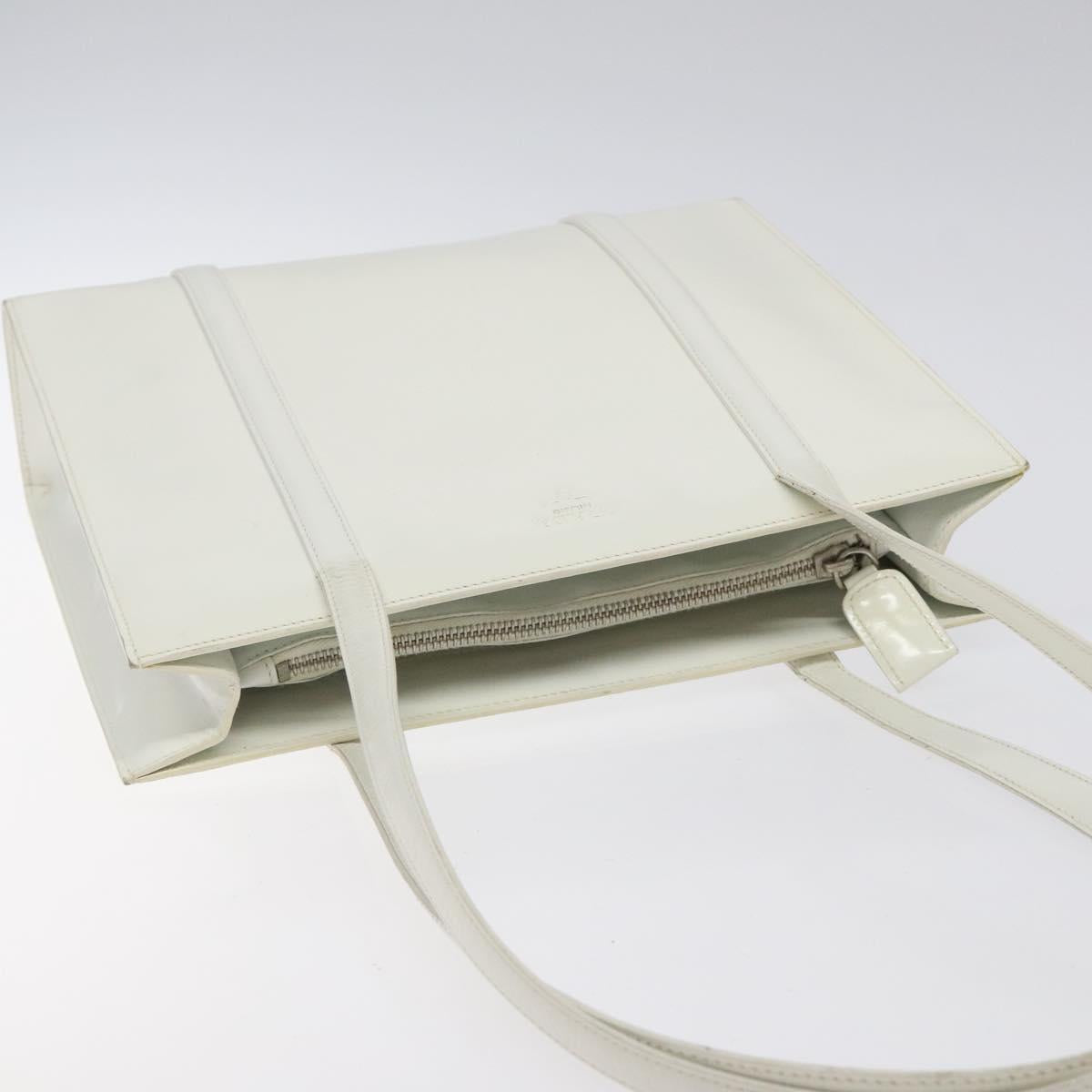 PRADA Shoulder Bag Patent leather White Auth 124227