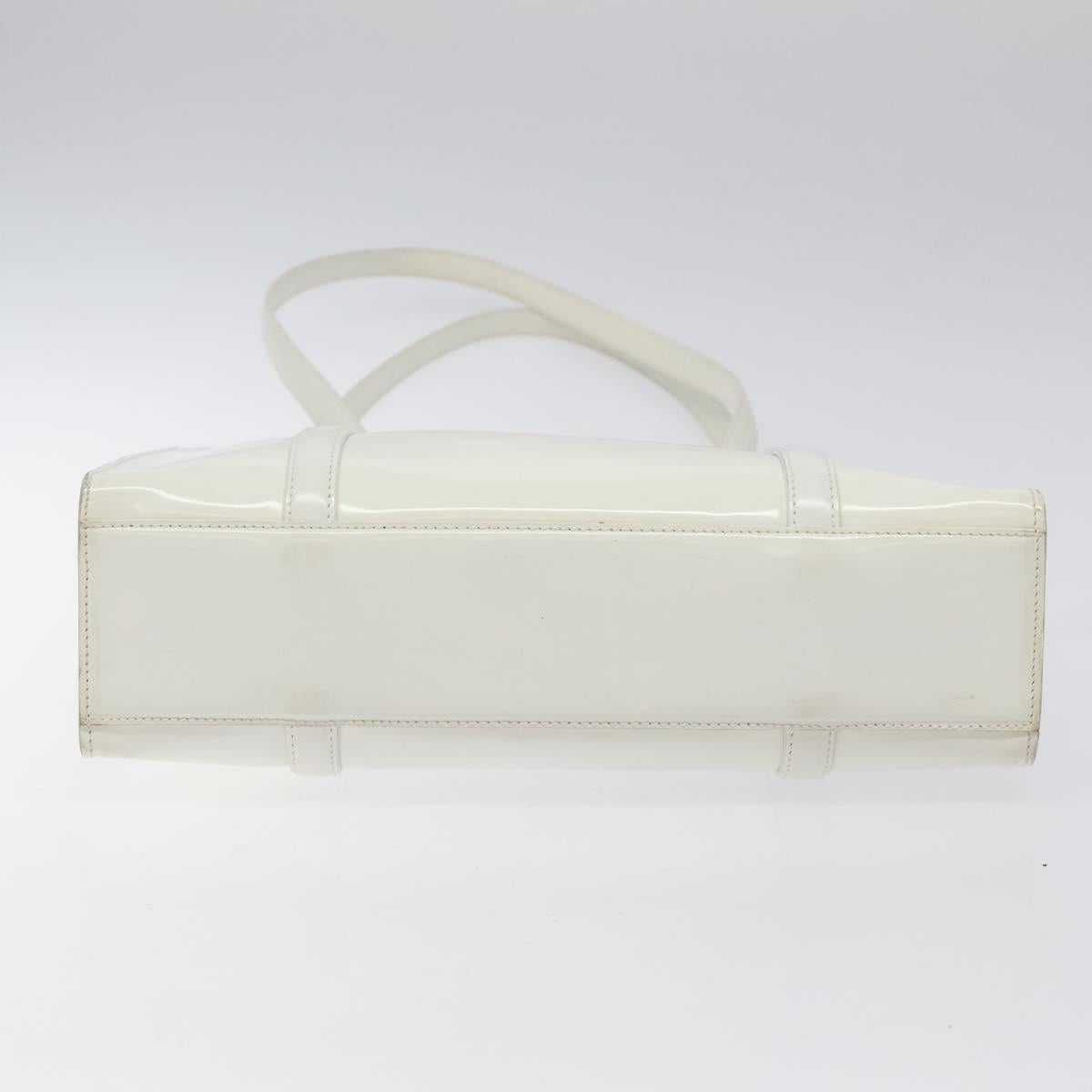 PRADA Shoulder Bag Patent leather White Auth 124227