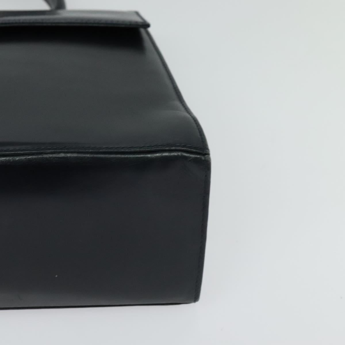 Salvatore Ferragamo Gancini Hand Bag Embossing 2way Navy Gold Auth 124251