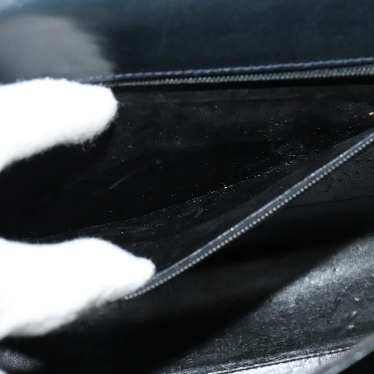 Salvatore Ferragamo Gancini Hand Bag Embossing 2way Navy Gold Auth 124251