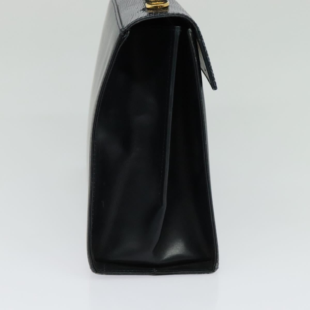 Salvatore Ferragamo Gancini Hand Bag Embossing 2way Navy Gold Auth 124251