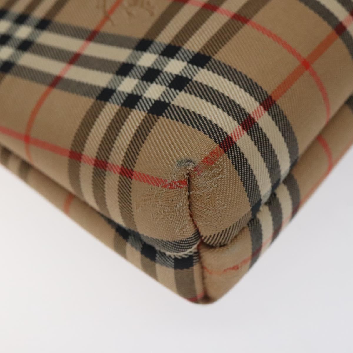 Burberrys Nova Check Pouch Canvas Beige Auth 124252