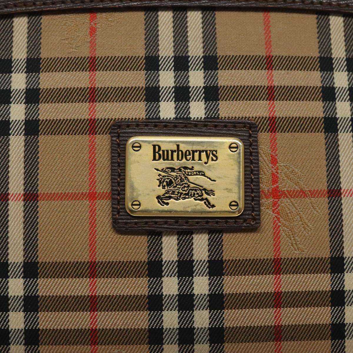 Burberrys Nova Check Pouch Canvas Beige Auth 124252