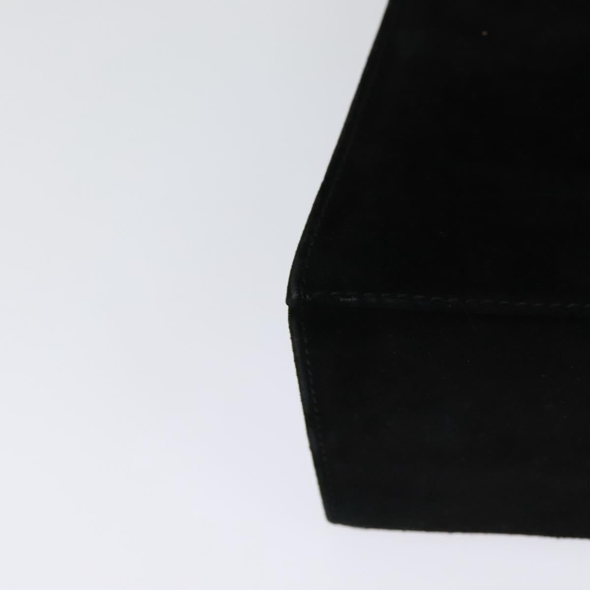 Salvatore Ferragamo Gancini Hand Bag Suede 2way Black Gold Auth 124270