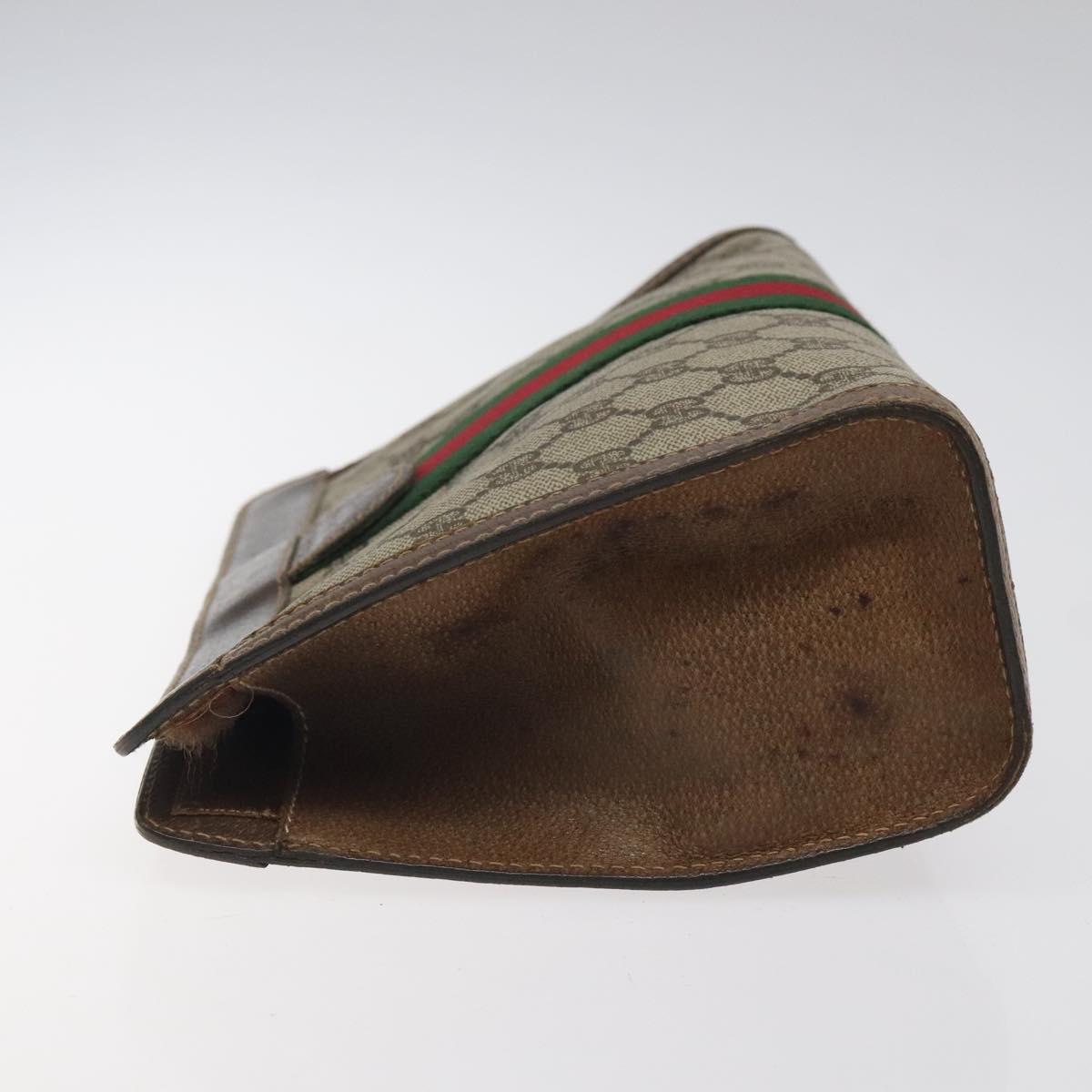 GUCCI GG Supreme Web Sherry Line Clutch Bag PVC Beige 41 014 2125 28 Auth 124275