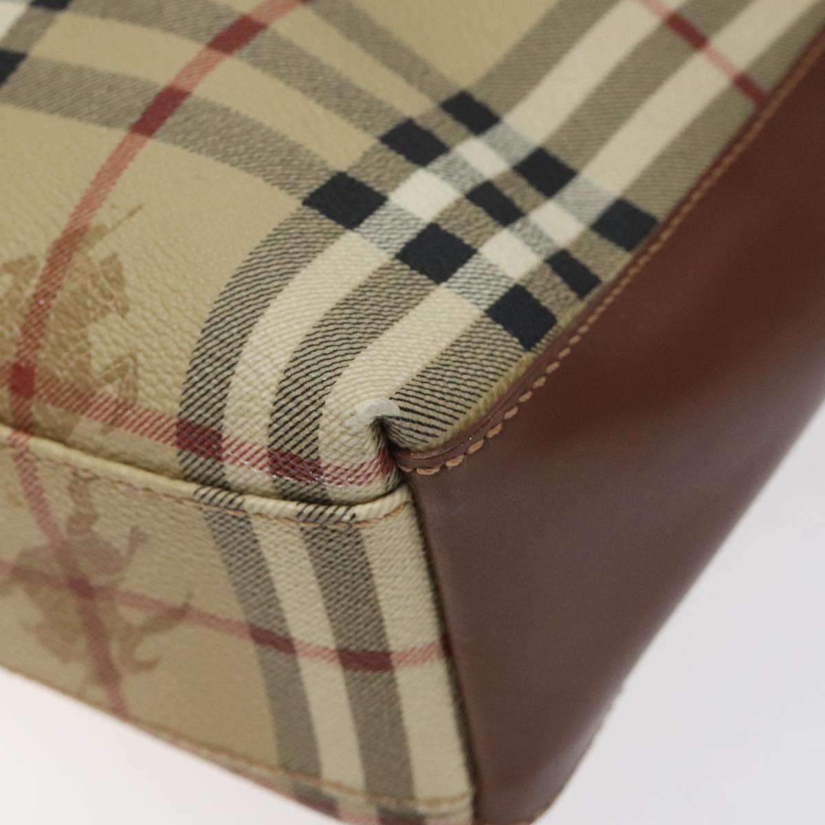 BURBERRY Nova Check Shoulder Bag PVC Beige Auth 124279