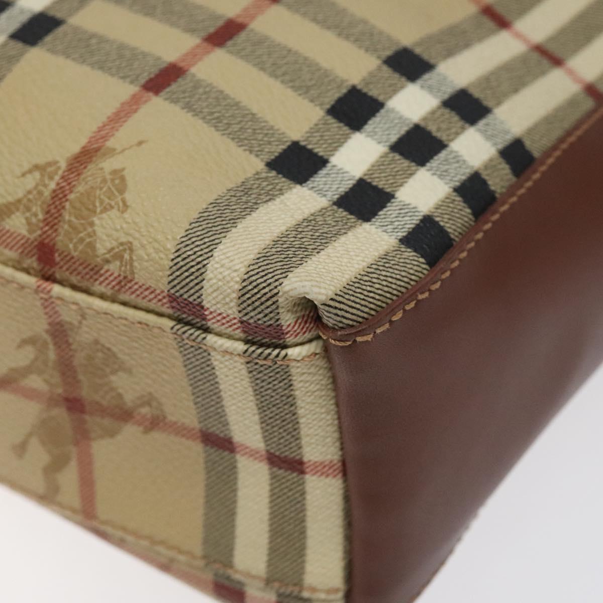 BURBERRY Nova Check Shoulder Bag PVC Beige Auth 124279