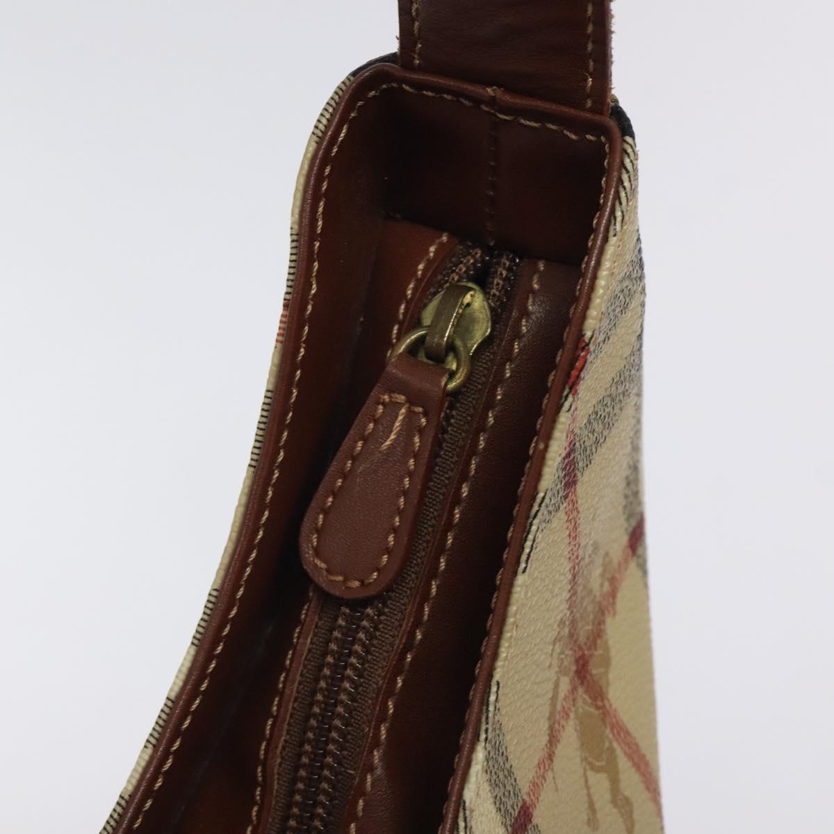 BURBERRY Nova Check Shoulder Bag PVC Beige Auth 124279