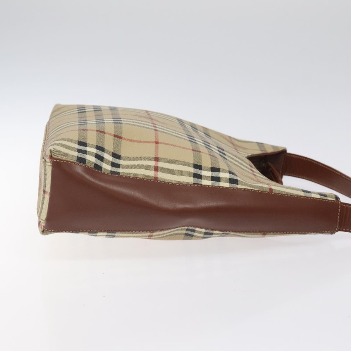 BURBERRY Nova Check Shoulder Bag PVC Beige Auth 124279