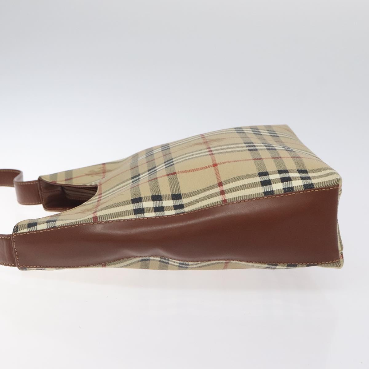 BURBERRY Nova Check Shoulder Bag PVC Beige Auth 124279