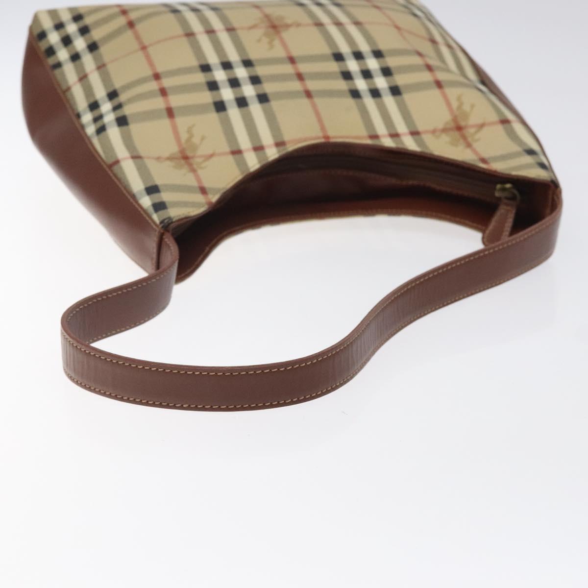 BURBERRY Nova Check Shoulder Bag PVC Beige Auth 124279