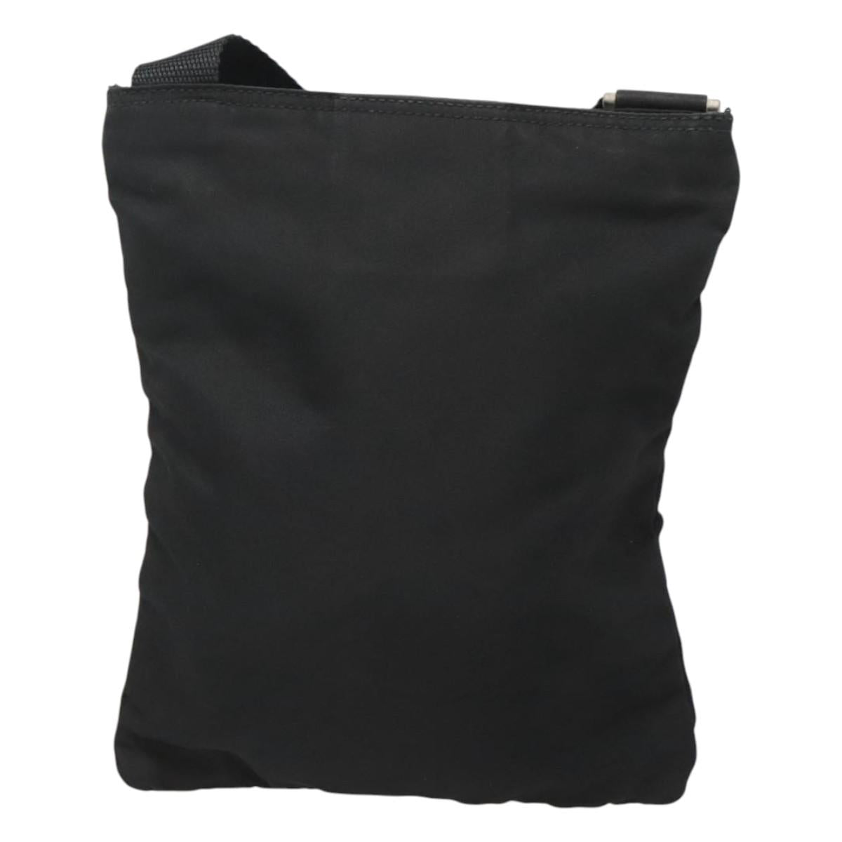 PRADA Shoulder Bag Nylon Black Silver Auth 124290