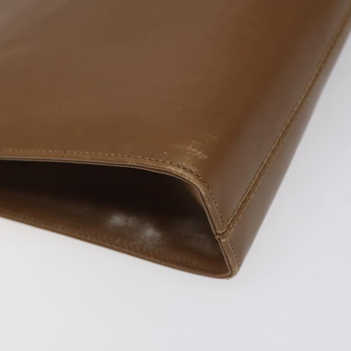 Salvatore Ferragamo Chain Gancini Shoulder Bag Leather Brown Gold Auth 124292