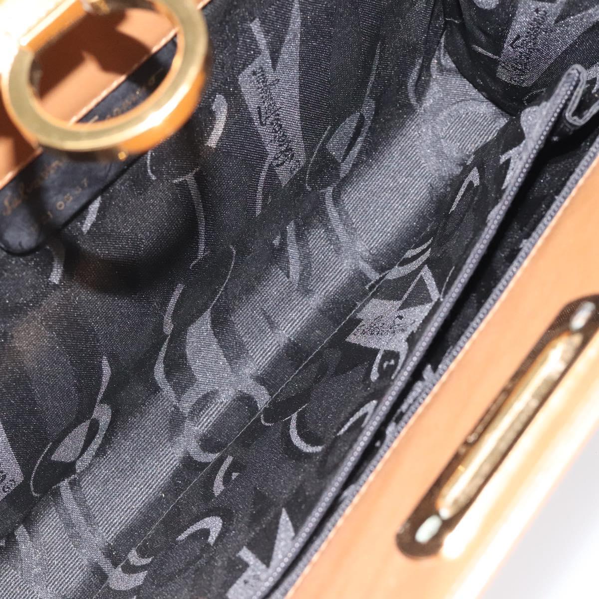 Salvatore Ferragamo Chain Gancini Shoulder Bag Leather Brown Gold Auth 124292