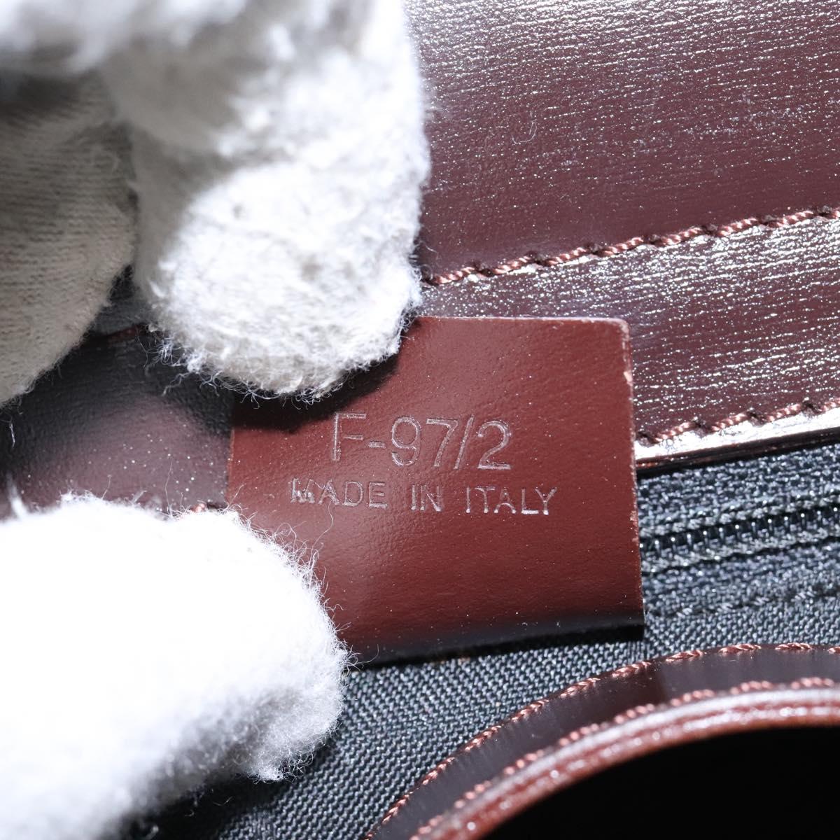 CELINE Hand Bag Leather 2way Dark Brown Gold Auth 124296