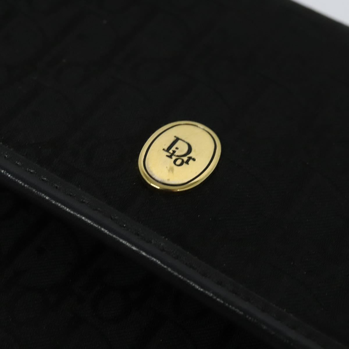 Christian Dior Trotter Canvas Chain Shoulder Bag Black Gold Auth 124297