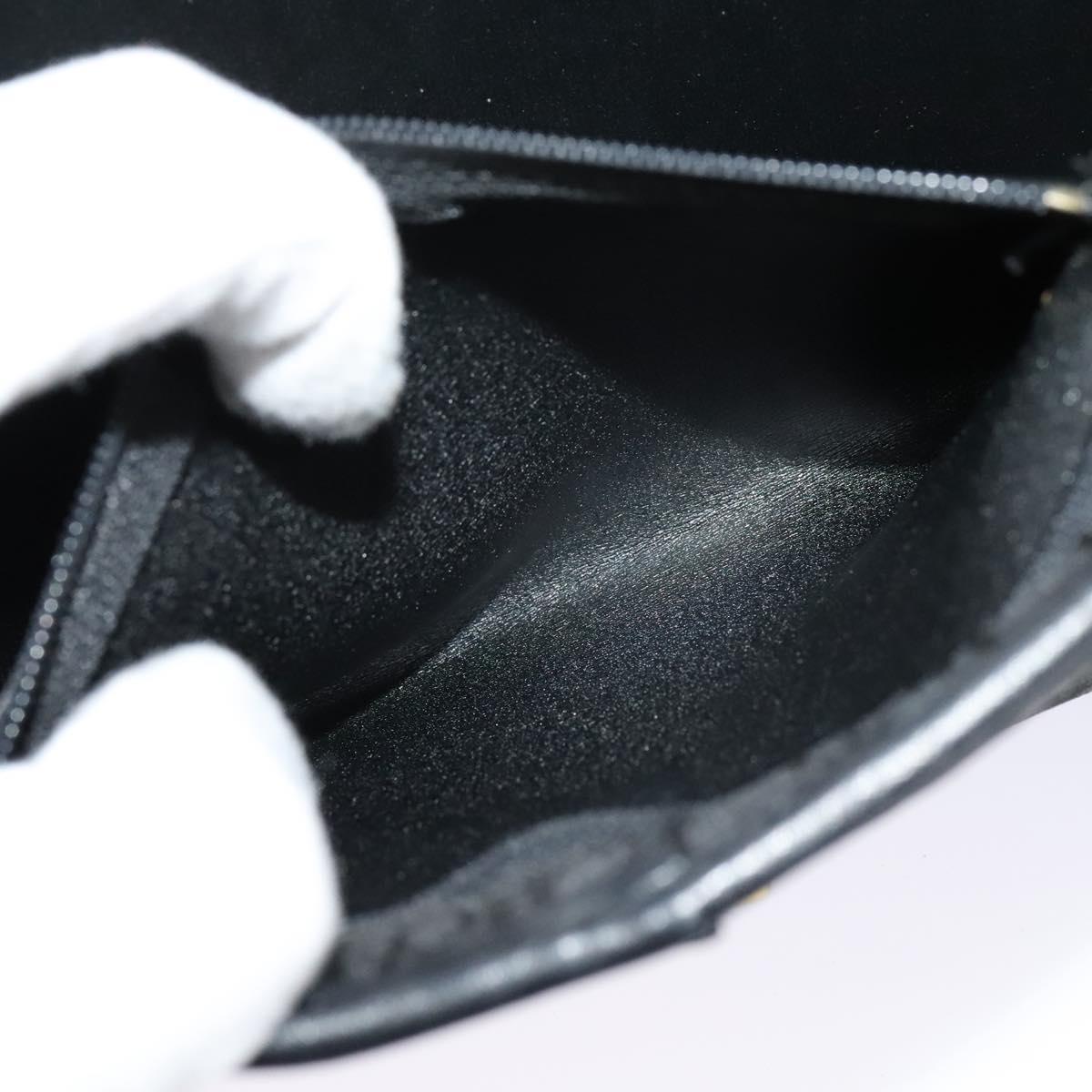 Christian Dior Trotter Canvas Chain Shoulder Bag Black Gold Auth 124297