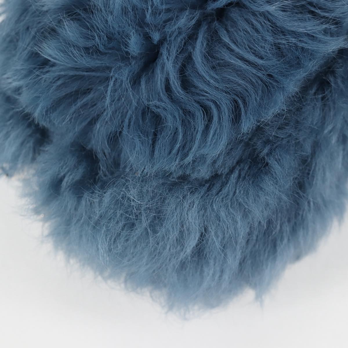 Miu Miu Chain Shoulder Bag Fur Blue Silver 5BD046 Auth 124300SAM