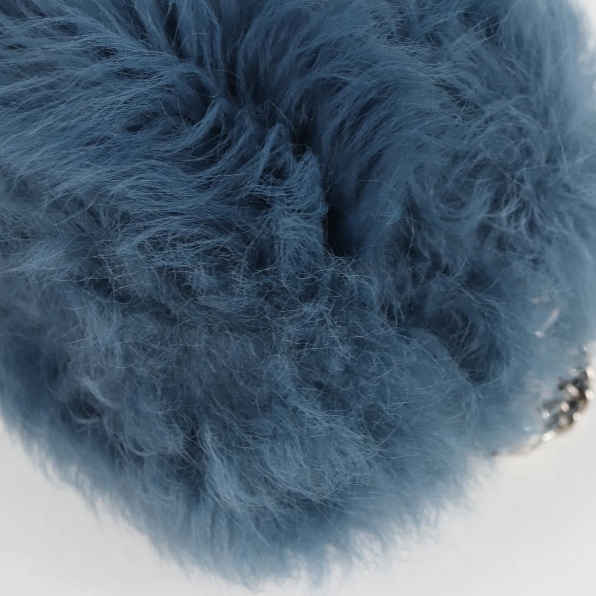 Miu Miu Chain Shoulder Bag Fur Blue Silver 5BD046 Auth 124300SAM