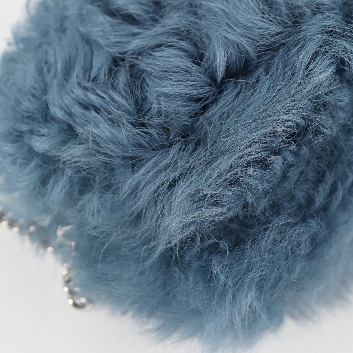 Miu Miu Chain Shoulder Bag Fur Blue Silver 5BD046 Auth 124300SAM