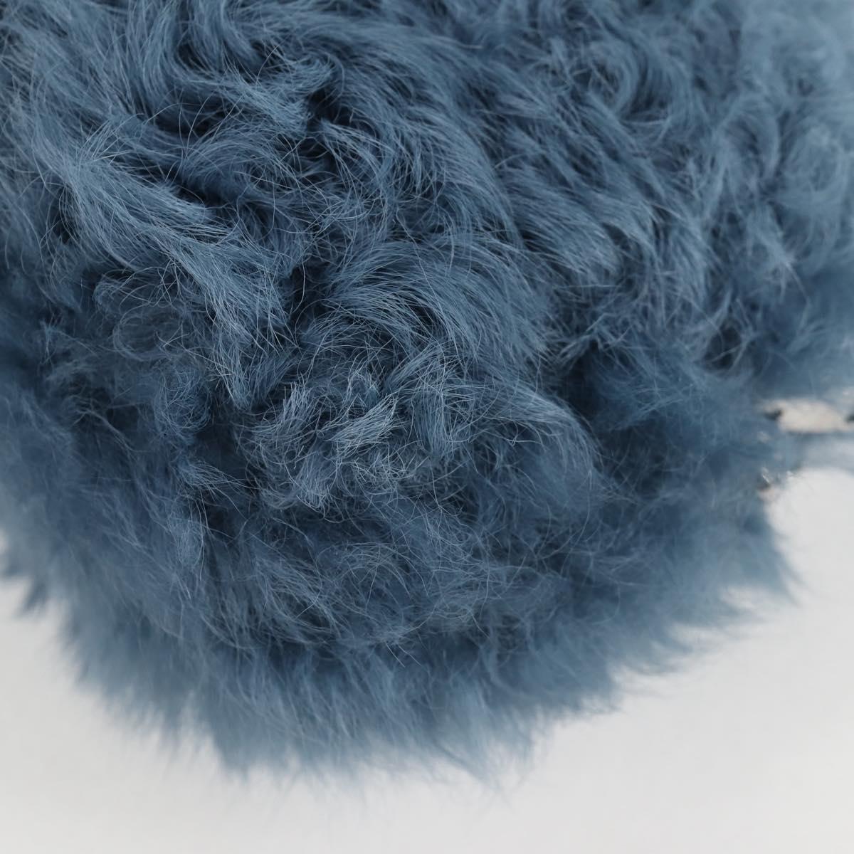 Miu Miu Chain Shoulder Bag Fur Blue Silver 5BD046 Auth 124300M