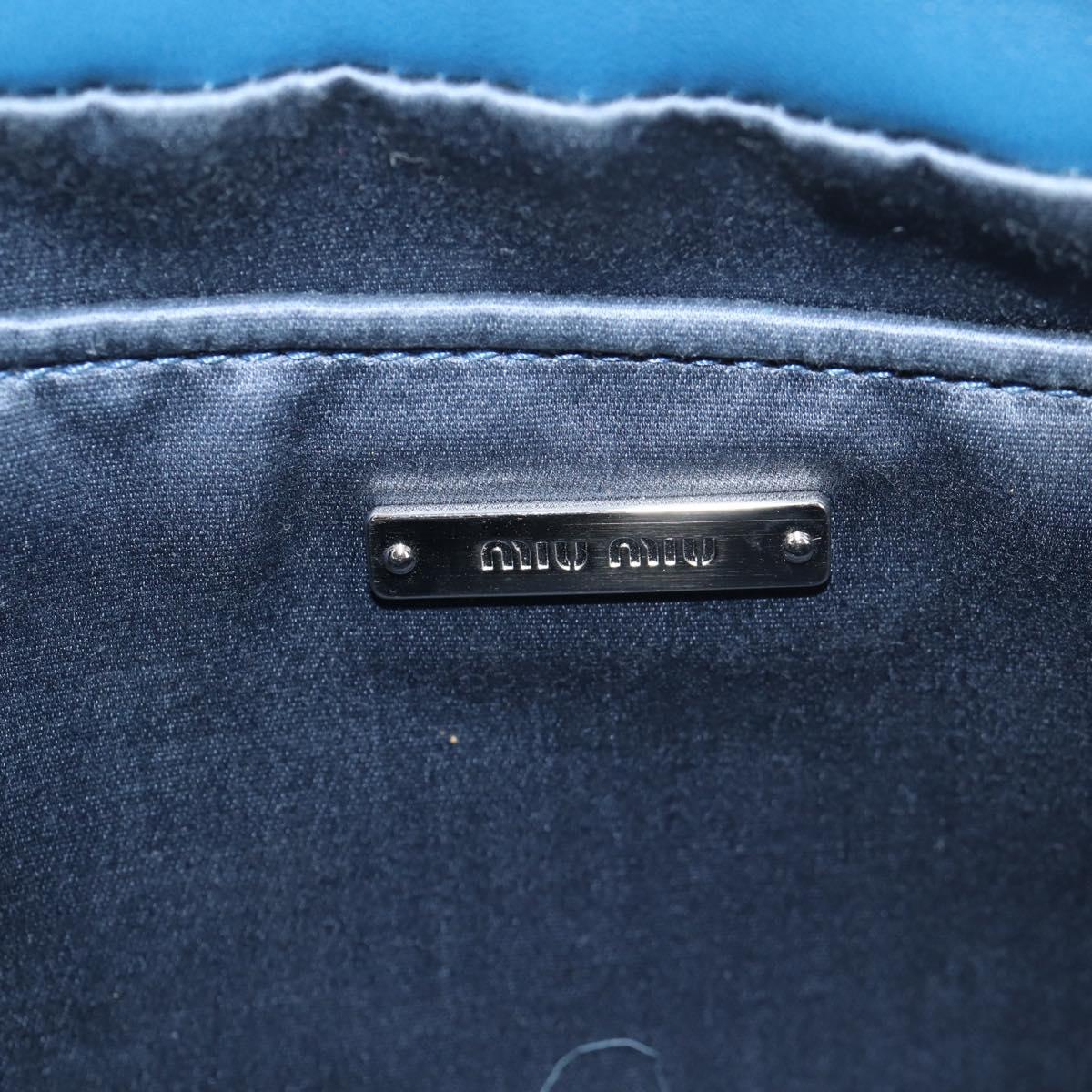 Miu Miu Chain Shoulder Bag Fur Blue Silver 5BD046 Auth 124300M