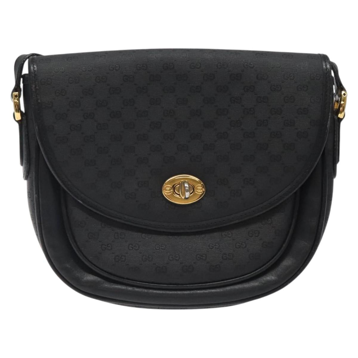 GUCCI Micro GG Canvas Shoulder Bag Black Gold 001 29 0930 Auth 124317